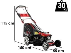 Tondeuse à Gazon Thermique Tractée GeoTech S51-170 BMSGW - 4 En 1 - Lame De 51 Cm